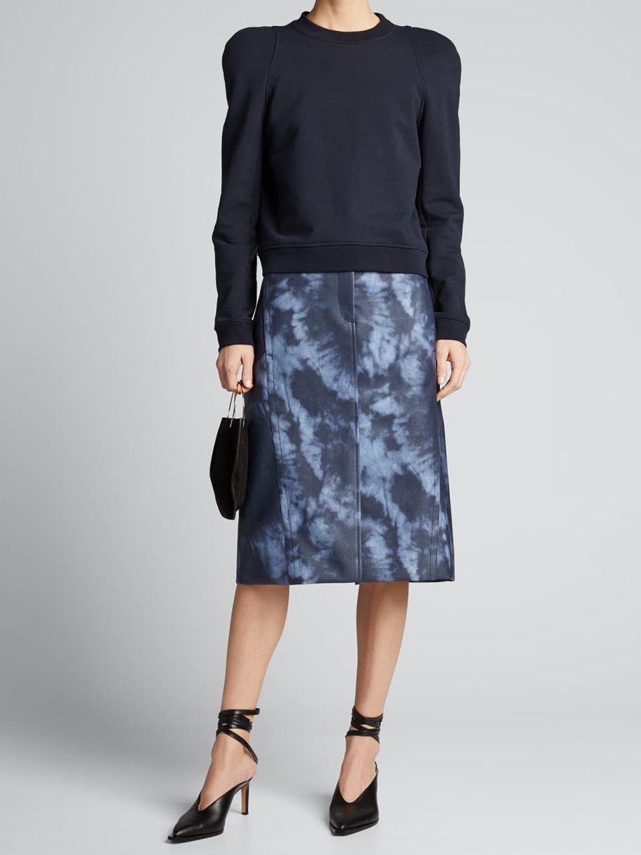 Tibi Rubberized Tie-Dye Pencil Skirt